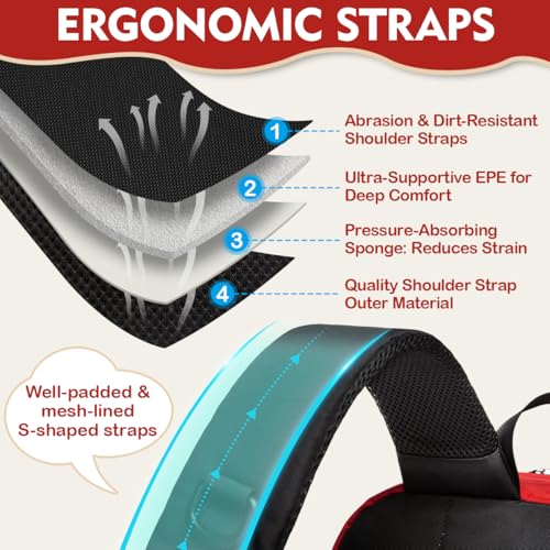 Kids Backpack for Big Boys Bookbag Middle Junior High College Student Back to School Teen Teenage Youth Schoolbag Ages 8-12 10-12 12-14 Years Old Mochilas Escolares Para Adolescentes Large 18 Inch Red3