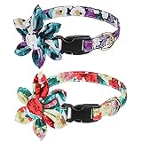 Faleela Dog Collar with Flower for Girl Dog,2 Pack Puppy Dog Collar Cute Girl Dog Collars with Break