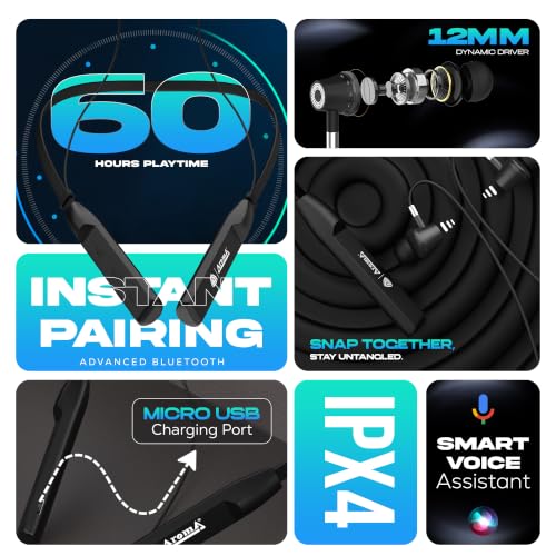 AROMA Store AROMA NB119 Brio Neckband Bluetooth, 60H Playtime - Image 3