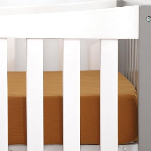 Miniatura 7 de GRSSDER Sábana de muselina suave para cuna, 1 paquete, sábanas de cuna 100% algodón para niños y niñas, se adapta a colchones estándar de cuna de 52