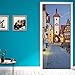 ZOOINB Papier Peint Porte Photo Muraux 3D Ville, Village, Rue Adhésif Imperméable Amovible Art Stickers Muraux Poster pour Décoration Mur Salon Cuisine Chambre Moderne Autocollant 86X200Cm