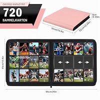 WITHYU 12 Taschen Sammelalbum für Karten, 720 Karten Kapazität - Wasserdichter Karten Ordner Side Loading mit Reißverschluss für TCG, Fußball & Sammelkarten, Tragbar (Rosa) – Ansicht 2