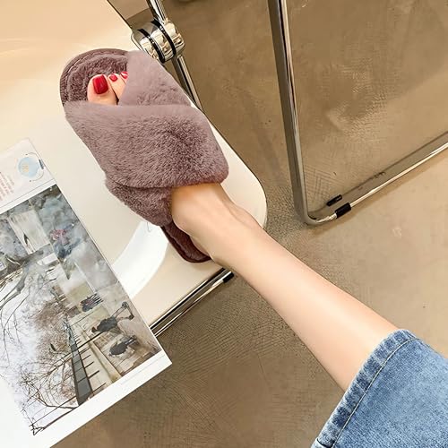 Women’s Fuzzy Slippers, Indoor Slippers for Women Girls Soft Memory Foam House Slippers Open Toe Plush Fluffy Bedroom Slip On Shoes2