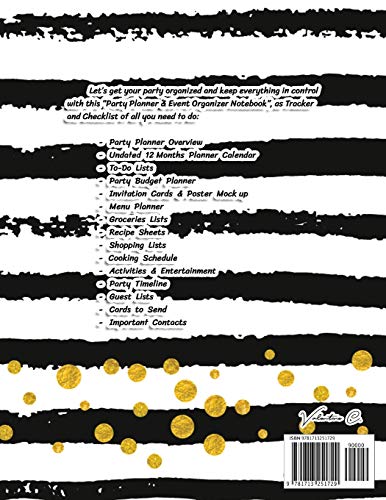 Party Planner And Event Organizer Notebook: Event Planner Organizer, Holiday Party Planning Management, Calendar, To-Do List, Decor Idea, Guest List, ... List, Budget Tracker, Black & Gold Cover #TOP1
