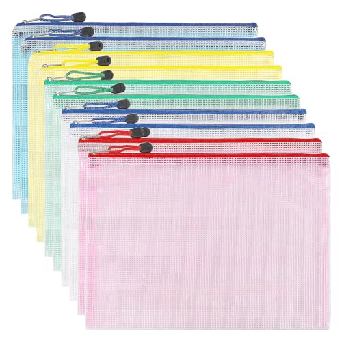 Pochette Document Zippée A5, PVC Transparentes Document Dossier,Pochette Plastique 5 Couleurs,Ranger Papiers petits Objets des Fournitures,Cosmétiques et Accessoires...
