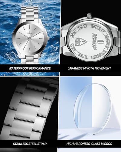 Image of Mens Watch,Minimalist Fashion Watches for Men Waterproof Quartz Watch Business Dress Men's Stainless Steel Watch -Best Gift for Mens