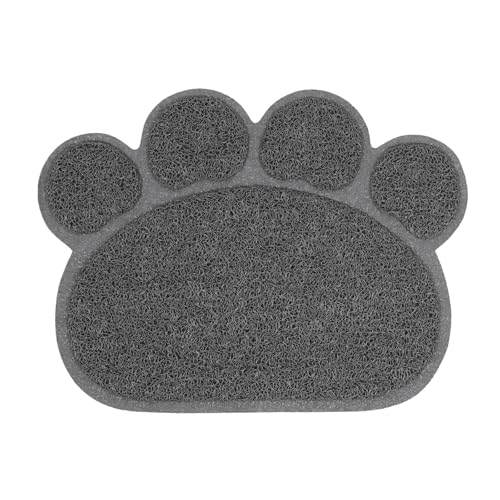 PetStyle えさ皿 マット ランチョンマット お食事マット 犬 猫 ペット エサ皿 餌皿 エサ入れ 滑り止め トイレマット 玄関マット 肉球型 Lサイズ (グレー)