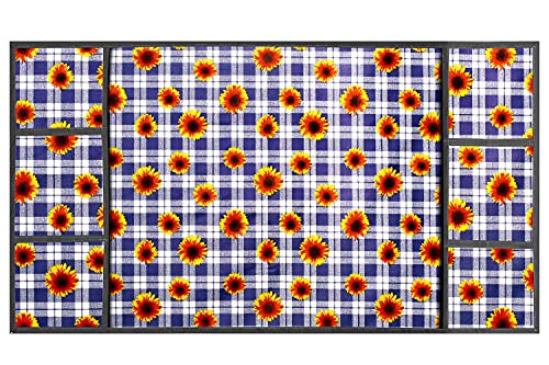 Image of Stylista Refridgerator top Cover Suitable for Samsung RR20C1723R8 /HL, 183 Liter Fridge, Dimension (WXD) 65x111 CM, Gingham Floral Pattern Blue