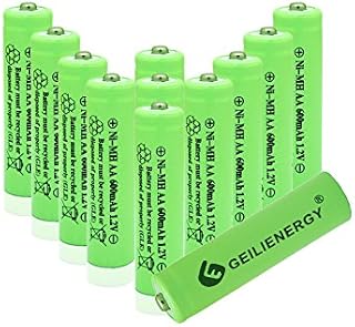 Geilienergy NiMH AA 600mAh 1.2V Rechargeable Batteries for Solar Lights, Garden Lights, Remotes