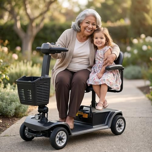 Image of Movcan S-02 4 Wheel Mobility Scooter Seniors & Adults, UL & TSA Certified, 419 LBS Foldable Travel Scooter with Removable Battery and Basket, All-Terrain Design for Outdoor Trips & Daily Errands