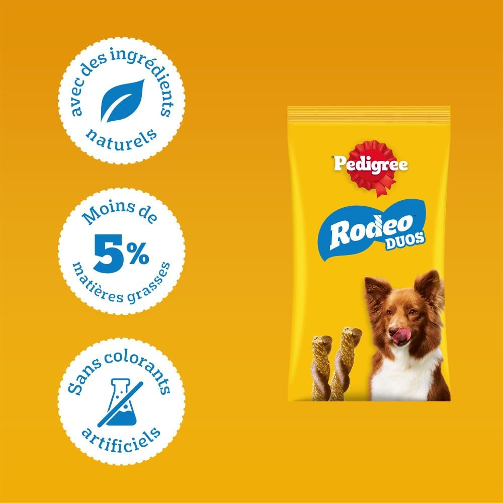 Pedigree Rodeo Duos 7 Torsades au Bœuf et au Fromage friandises pour Chien (Pack de 10)