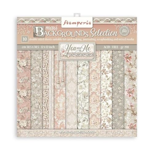 Stamperia International Stamperia-Scrapbooking Pad-You and Me-Backgrounds, blanco, OSFA