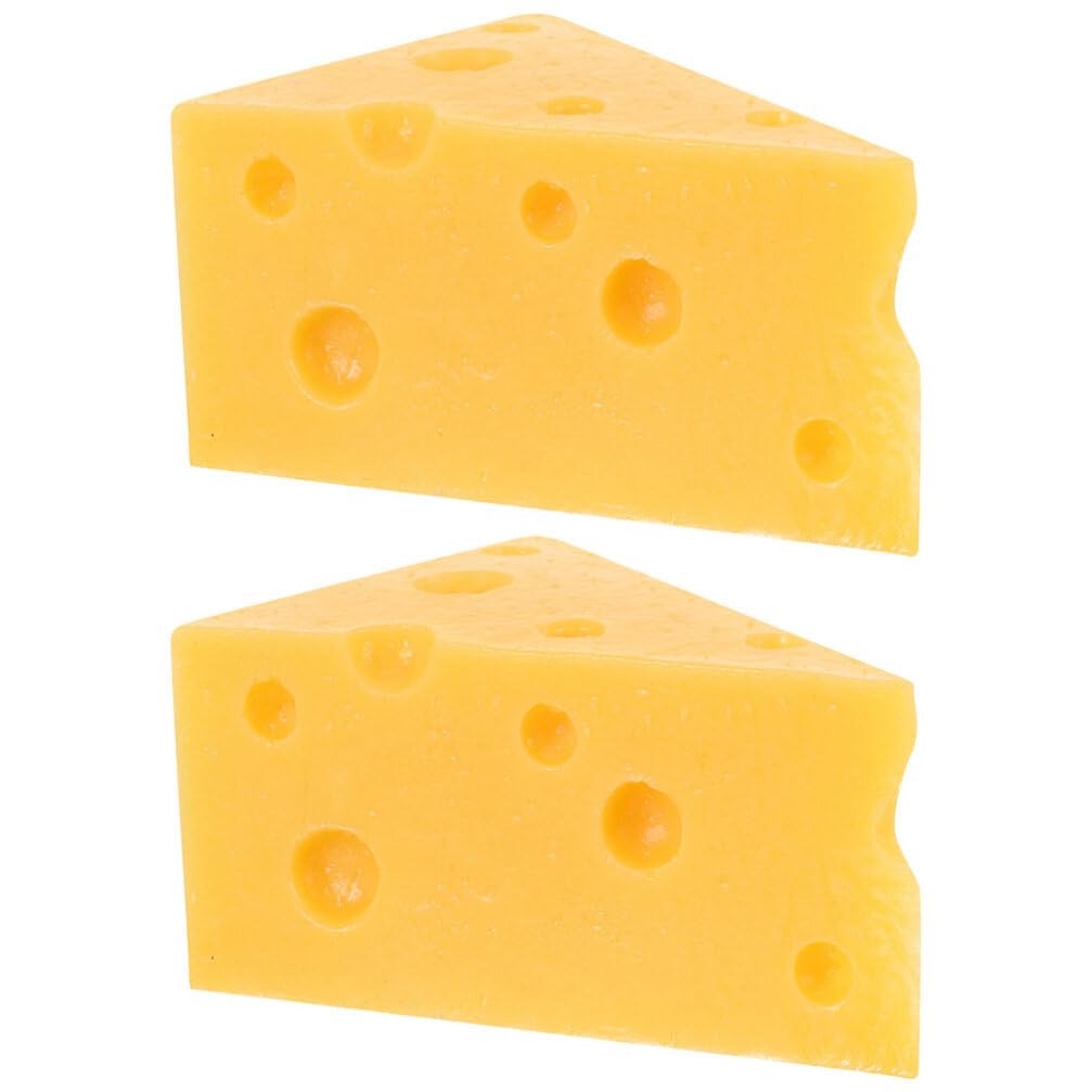 SOLUSTRE 2pcs Artificial Cheesecake Realistic Triangle Cheese Fake Sliced Cake Dessert Model Simulation Food Ornament for Home Bakery Store Display