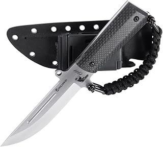 Cool Hand 10.5'' Fixed Blade Hunting Knives, Heavy Duty Survival Knife with Sheath, Drop Point 0.2" Thick 7Cr Steel Blade, Replaceable 1911 Carbon Fiber Grips Handle - Cool Hand