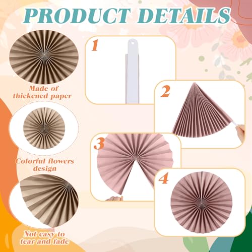 Image of 18 Pcs Boho Hanging Paper Fans Decor Back to School Paper Fans Round Garlands Bulletin Board Classroom Decorations for Birthday Classroom Neutral Baby Shower Backdrop Party Supplies