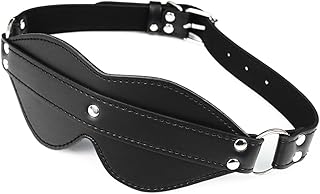 Sexy Blindfold for Couples, Adjustable PU Leather Bondage Game for Men & Women, Sensory Play Adult Toy