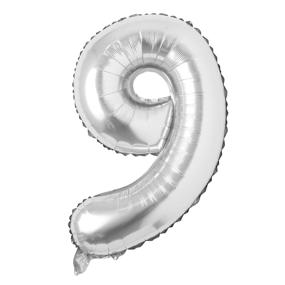 Photo 1 of 32 inch Letter Balloons Silver Alphabet Number Balloons Foil Mylar Party Wedding Bachelorette Birthday Bridal Shower Graduation Anniversary Celebration Decoration (32 INCH Silver 9)