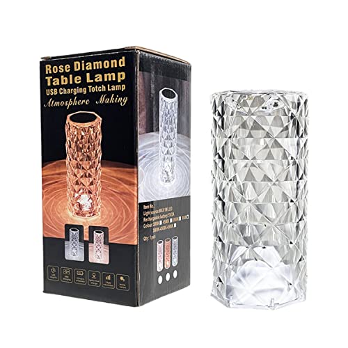Touching Control Rose Crystal Lamp -16 Color Changing Creative Romantic Night Light, Acrylic Led Crystal Bedside Decorative Lamps Rechargeable Table Lamp With Remote Dimmable Gradient & Dynamic Mode #TOP6