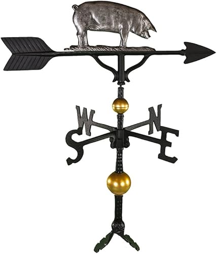 Montague Metal Products Veleta de lujo de 32 pulgadas con adorno de cerdo de hierro sueco