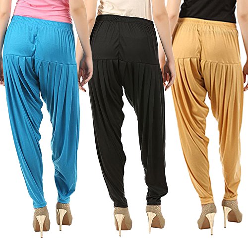 Image of Buy That Trendz Patiyala Pants for Women 3 Combo Patiyala Salwar Harem Viscose Bottoms Pants for Women