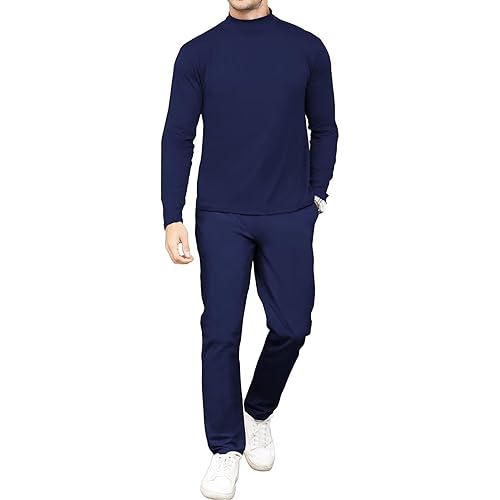 Uni Clau Mens 2 Piece Tracksuit Sweatsuit Jogging Suits Sets Half Turtleneck and Sweatpants Casual Workout