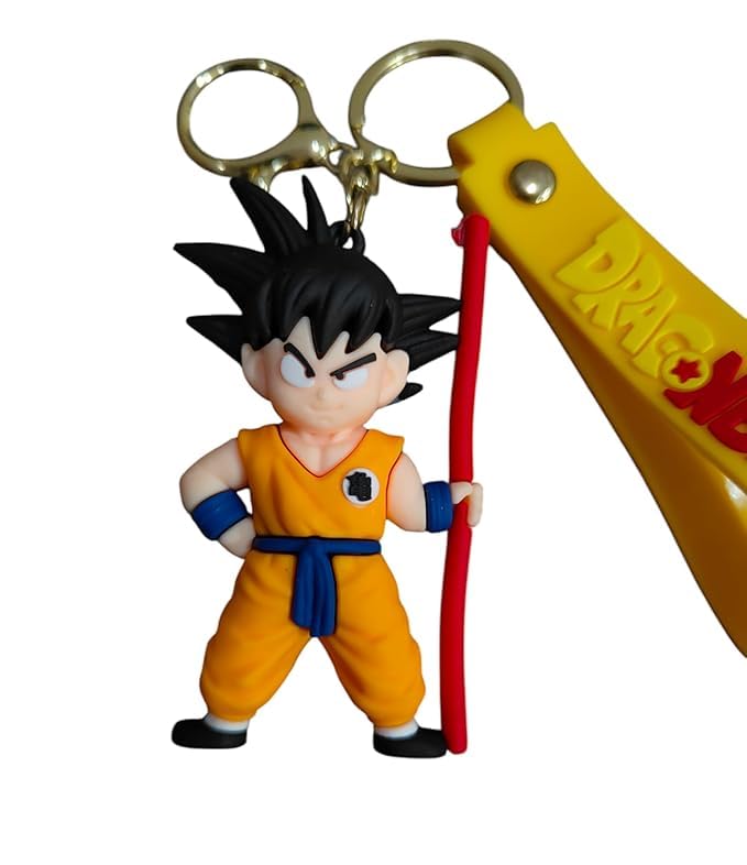 Image of Goku Action Figure with Keychain Anime Collectible PVC Model | Dragon Ball Action Figure Collectibles for Home Decor, Office Desk & Gifting | Multicolor (Goku with Stick)