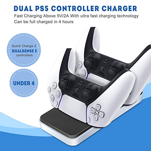 51 Bestico Chargeur pour Manette PS5, DualSense Playstation 5 Station Double USB Support de Charge Rapide pour Sony DualSense PS5 Contrôleur Sans Fil