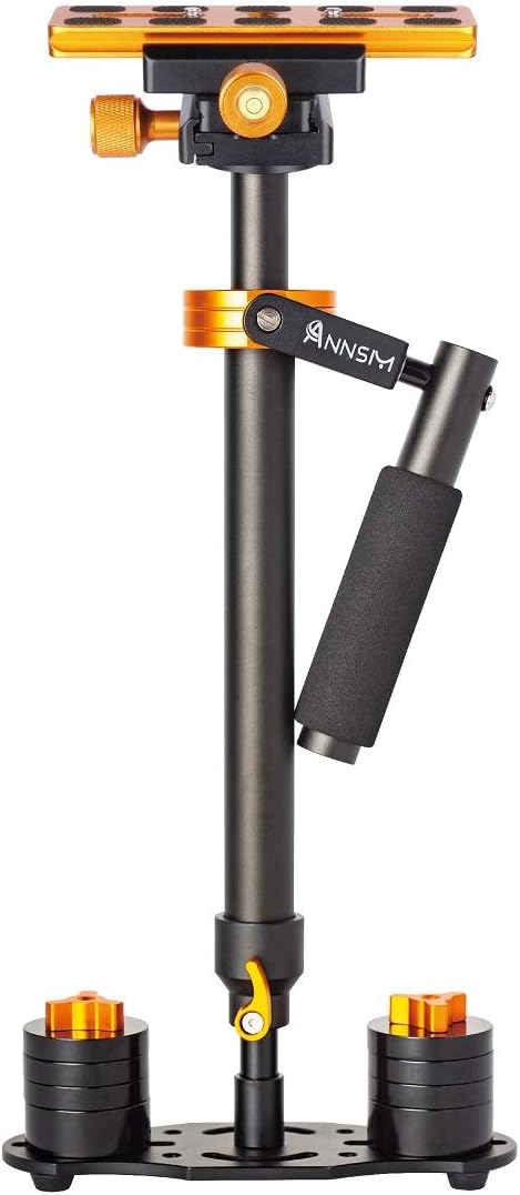 Upgraded HS60r Professional 24”/60cm Video Camera Handheld Stabilizer for DSLR Cameras/Camcorders/Home DV/Smartphones/iPhones Height/Weight Adjustable with Extra Weight Plates in Orange Color