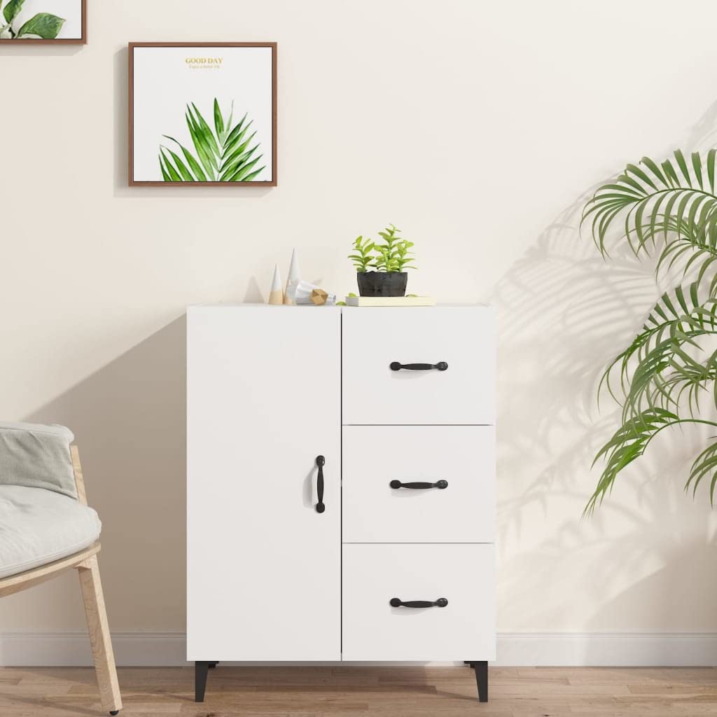 vidaXL Buffet Armoire de Rangement Organisateur de Maison Meuble de Rangement Armoire de Salon Intérieur Blanc 69,5x34x90 cm Bois d'Ingénierie