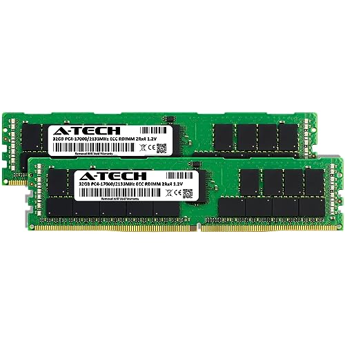 Image of A-Tech 64GB Kit (2x32GB) DDR4 2133MHz PC4-17000 ECC RDIMM 2Rx4 Dual Rank 1.2V ECC Registered DIMM 288-Pin Server & Workstation RAM Memory Upgrade Modules (A-Tech Enterprise Series)
