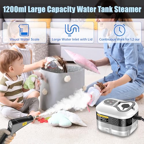 Image of Powerful 2500W Handheld Steam Cleaner,15s Fast Heat-Up & High-Pressure Steam, 6-Level Adjustable Settings for Deep Cleaning on Floors, Kitchen, Bathroom, Car, Grout (White)