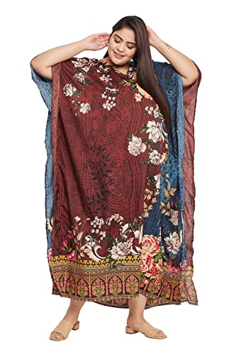Image of Oussum Women Plus Size Kaftan Kimono Loose Maxi summer dresses for women Beach 3 /4 Sleeve Casual lounge dress Boho