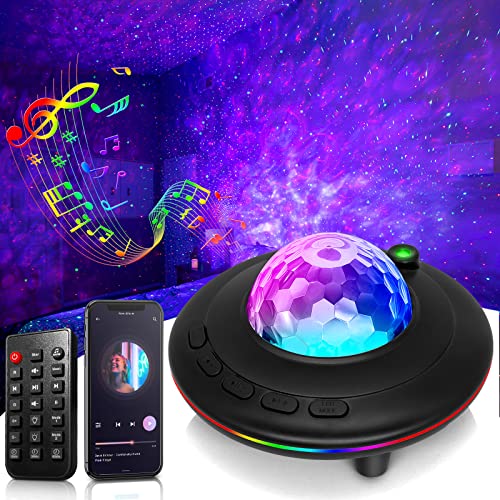 IZRA Proyector LED cielo estrellado lámpara,360° rotación niños proyector estrellas con reproductor de música/mando a distancia/temporizador, proyector estrellas techo para adultos y niños fiesta