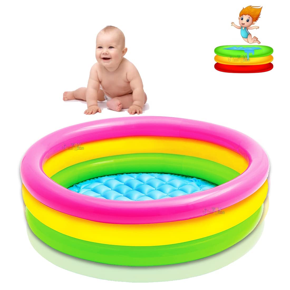 SOLDRIGHT 3 Feet Swimming Pool for Kids 0-3 Years | 2 Kid’s Inflatable Sunset Glow Round & Portable Colourful Ring Baby Bath Tub| Indoor & Outdoor Bath Tub/Play Pool for Kids (B0CY861JKY) Amazon Price History, Amazon Price Tracker