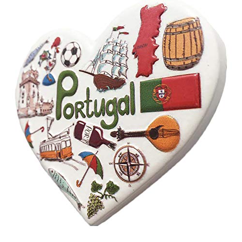 Imán 3D de Portugal en forma de corazón para refrigerador, recuerdos turísticos, pegatinas magnéticas de resina, imán para nevera, decoración del hogar y la cocina de China (Portugal)