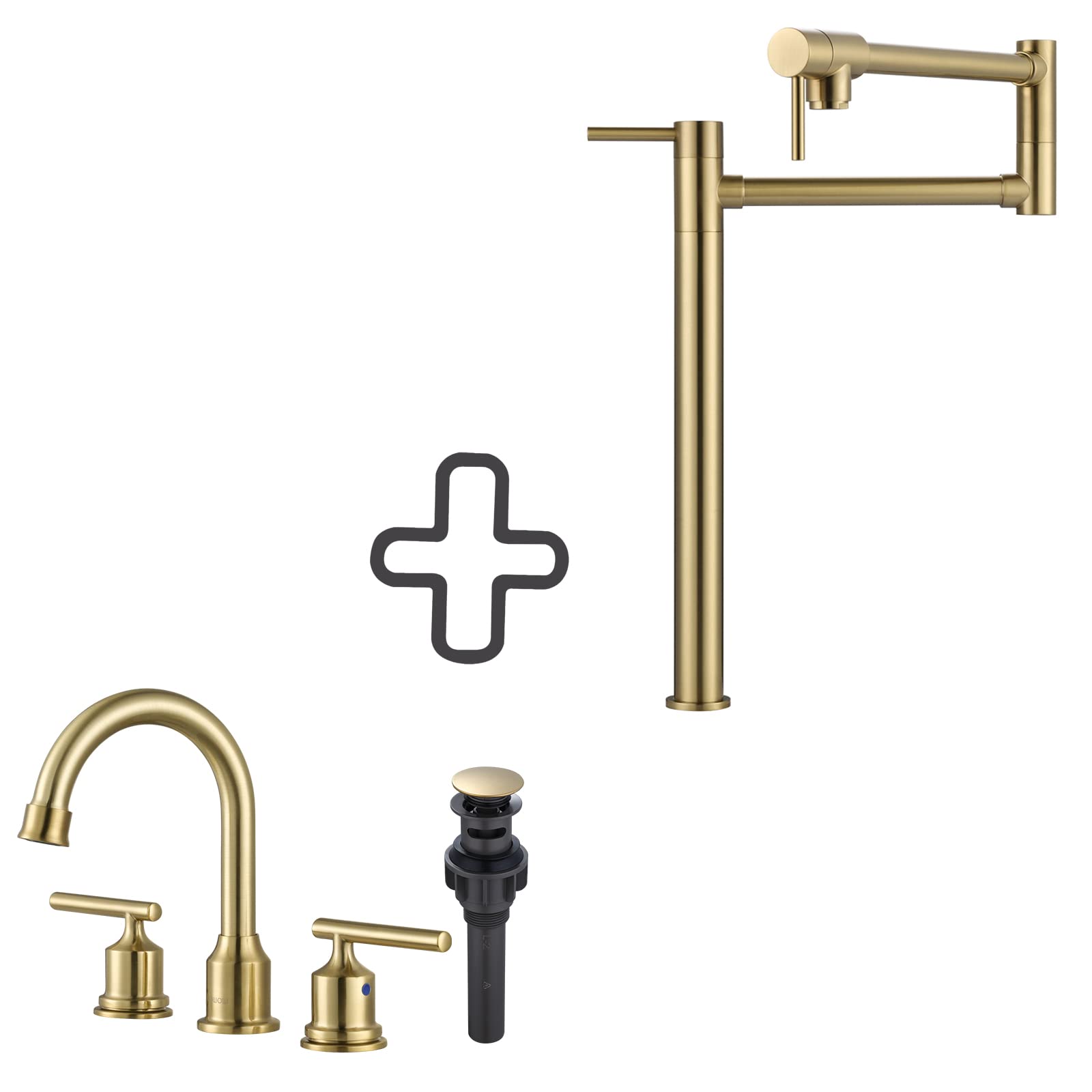 Jnfidosr Gold Pot Filler Faucet Deck Mount Stove Faucet, And Bathroom Faucet 3 Hole Bathroom Sink Faucet