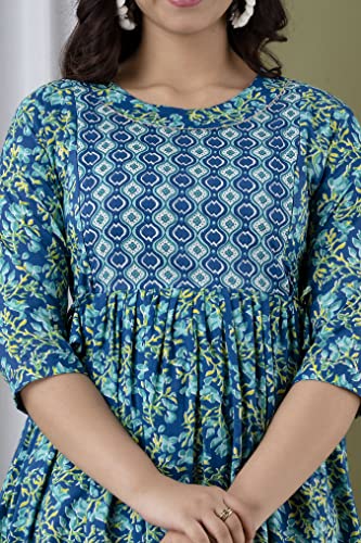 Image of JAIPURFAME Maternity Feeding Kurti with Zipper | Cotton Floral Printed Pregnancy & Nursing Dress | Comfortable & Stylish Maternity Wear for Women | Breastfeeding Kurta with Zipper | Soft & Elegant
