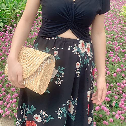 Alilove Straw Clutch Bags For Women Summer Evening Handbags Bride Wedding Purse Vacation Beach Clutch Handmade Woven Envelope Wallet #TOP4