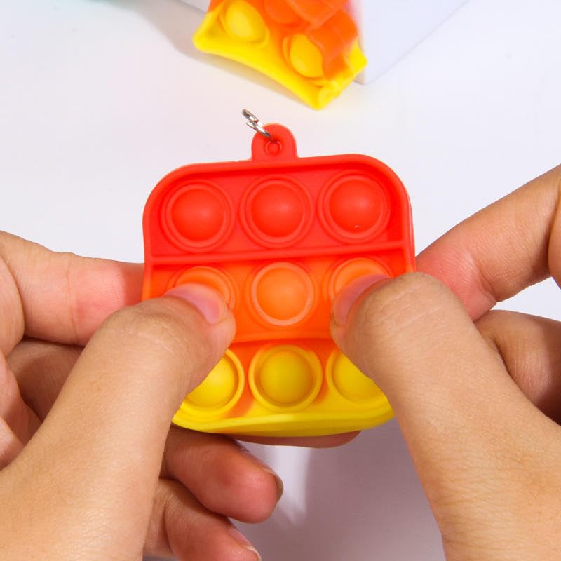 Image of Compact Silicone Popit Keychain Keyring - Sensory Stress Relief Fidget Toy for Anxiety - Mini Portable Bubble Popping Fun on-the-Go - Travel-Size Pop Bubble Keyring