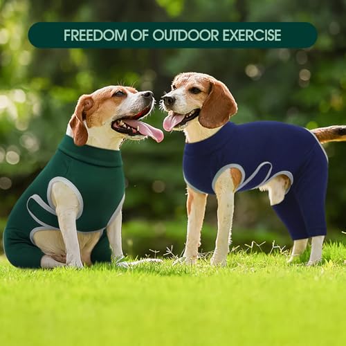 Kuoser Hundebody Nach OP für Hinterbeine Rückenoperation, L OP-Schutzanzug für Rüde Hündin, Verstellbarer Klettverschluss, Alternative Halskrause, Blau