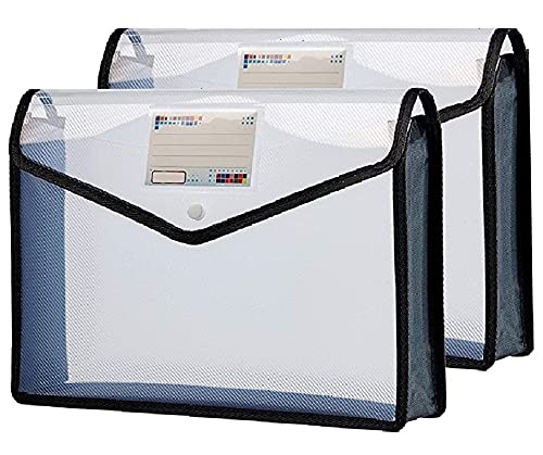 Image of FEDUS Pack 2, Document Holder Envelope Folder, File Storage Bag with Snap Button Transparent Plastic Files for Certificates & Legal Documents Organizer