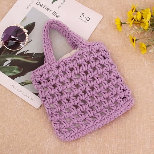 Image of Naimo Straw Beach Bag Woven Rattan Shoulder Bag Fishing Net Handbag Cotton Rope Tote Summer Crochet Hobo Bag