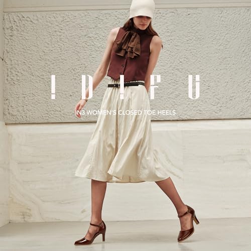 Image of IDIFU IN3 Closed Toe Chunky High Heels Comfortable Dress Shoes for Women