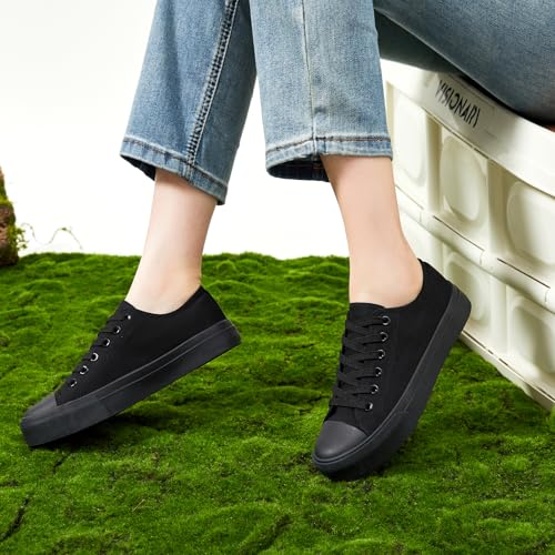 Image of ZGR Womens White Tennis Shoes for Women,Low Tops Lace up Canvas Sneakers