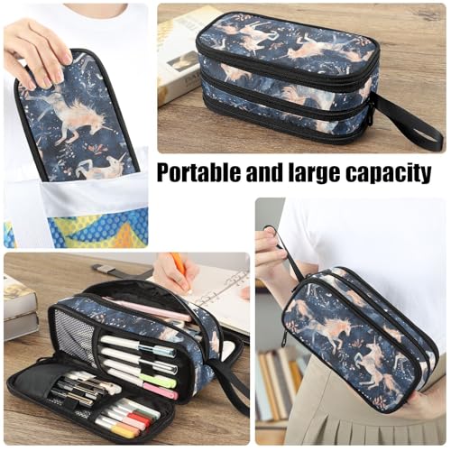 Image of Fustylead Magical Unicorn Big Capacity Pencil Pen Case Multi-Purpose Organizer for Office College School Hiking Travel