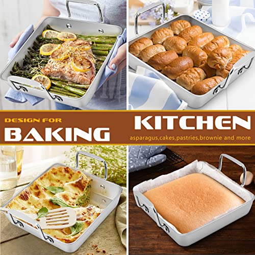 Beer Can Chicken Drip Pan, Hasteel Square 9⅓ X 9⅓ X 2 Inch Stainless Steel Roaster Pan With Handle, Great For Grill Bbq Smoker Oven Baking Roasting Lasagna/Cake/Turkey/Brownie, Dishwasher Safe #TOP5