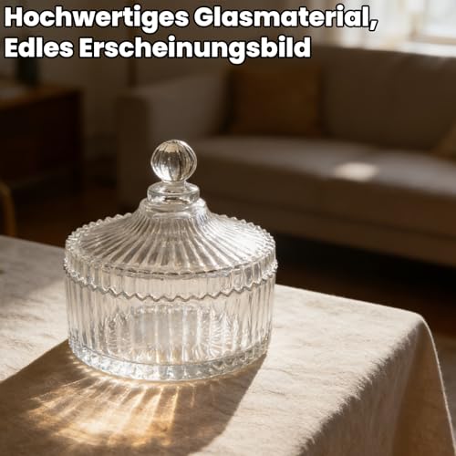 OkidSTEM Bonbonglas mit Deckel, Glasdosen Bonbonniere Staubgeschützt zur Aufbewahrung von Süßigkeiten Keksen Snacks, Bonbondose Dekorative für Home,Party,Hochzeit,Büro,Buffet Snacks, 530ml Groß