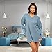 Alexander Del Rossa Women's Ribbed Waffle Knit Oversized Sleep Shirt, V-Neck Night Shirt Sweater Top Shadow Blue 2X (A0873SBL2X)