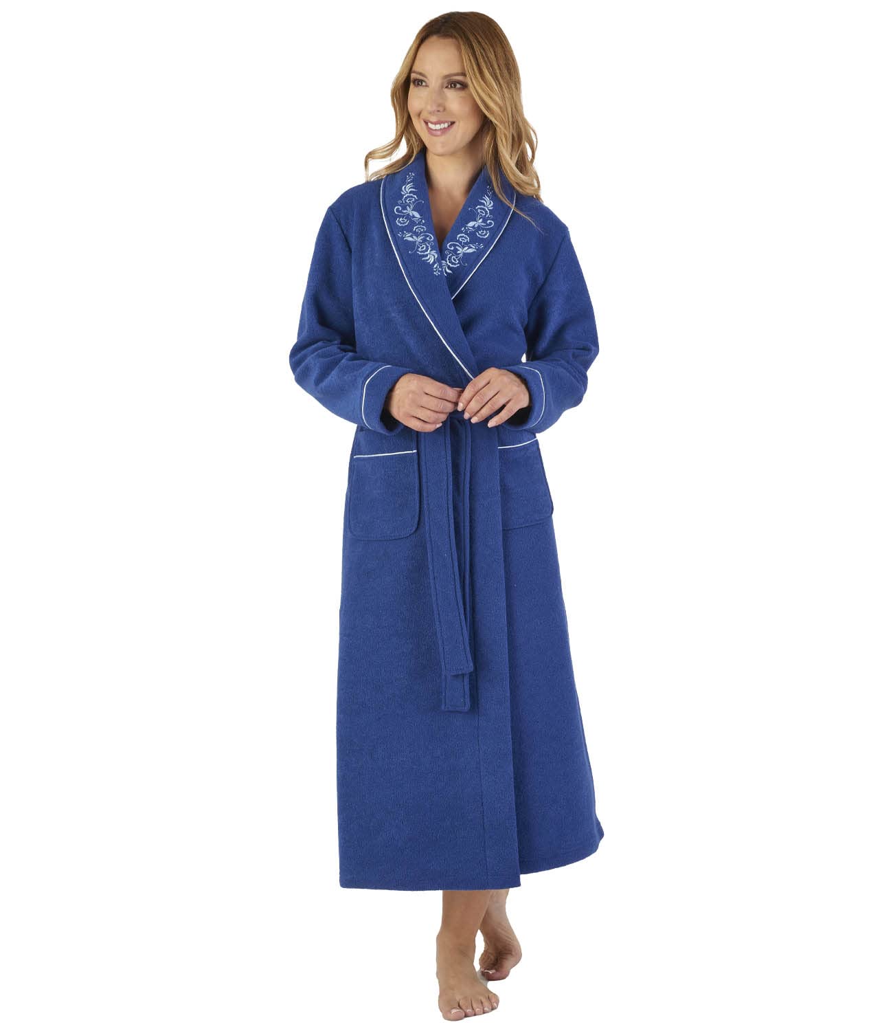 Slenderella Boucle Fleece Wrap Robe HC2328 Navy XL