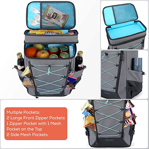 Tourit Backpack Cooler Leakproof Insulated Cooler Backpack Large Capacity Lightweight Soft Cooler Bag For Men Women To Picnics, Camping, Hiking, Beach, Park Or Day Trips, Gray #TOP7